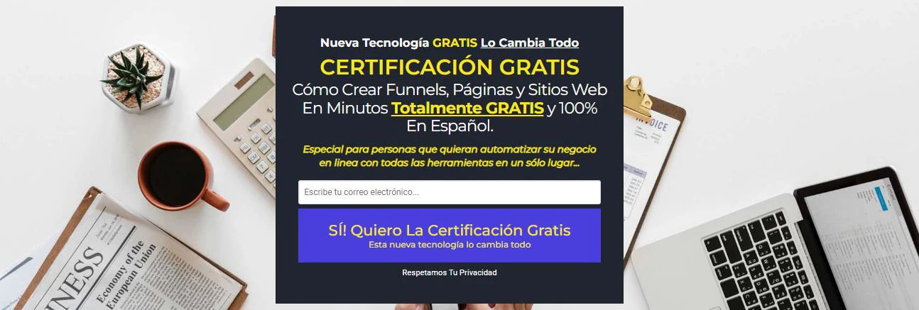 Funnel gratis registro